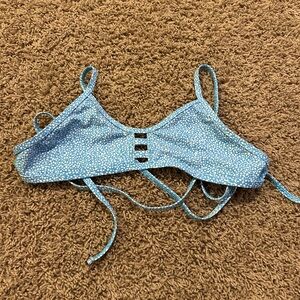 Light Blue Dotted Strappy Bikini Top Tie back